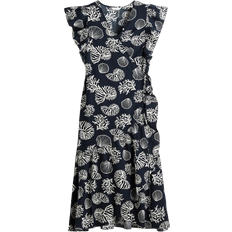 H&M Patterned Wrap Dress - Navy Blue/Seashells
