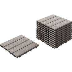Outdoor Flooring Beliani Composite Decking WPC Outdoor Flooring Tiles Grey
