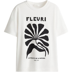 H&M Printed T-shirt - White/Fleuri