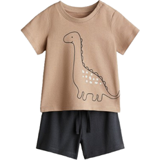 H&M Suit Made Of Cotton Jersey 2-piece - Dark Beige/Dinosaur (1280393003)