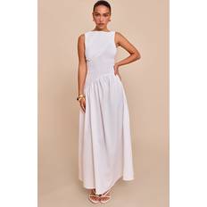 PrettyLittleThing Shirred Detail Sleeveless Maxi Dress - White