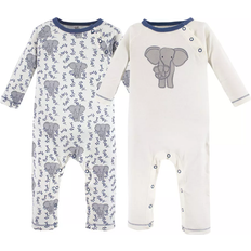 Touched By Nature Baby Elephant Coveralls 2-pack - Grey/White