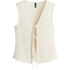 H&M Knitted Tie-Front Top - Cream