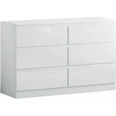 6 pcs Chest of Drawers Luxury Life Carlton Matt White Chest of Drawer 120x77cm