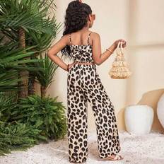 Multicoloured Other Sets Children's Clothing Shein Tween Girls 2-Piece Casual Vacation Set - Leopard Print