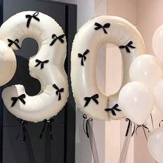 Party Supplies Shein 7pcs 40-Inch Cream Number Balloons Set