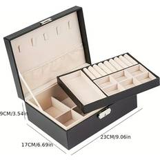 Temu Vintage Suede Lined Leather Jewelry Box With Key Lock - Ideal Gift