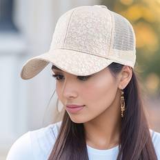 Florals - Women Caps Temu Elegant White Floral Baseball Cap - Adjustable