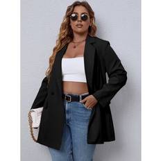 Shein Blazers Shein Plus Lapel Neck Double Button Blazer - Back To School