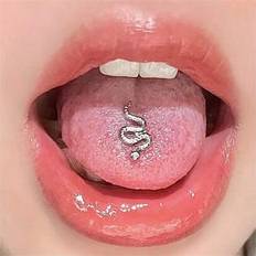 Unisex Piercings Shein Punk Style Titanium Steel Snake Tongue Piercing - Jewelry