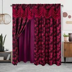 Curtains & Accessories Shein 2 Pieces Elegant Red Background Faux Curtain