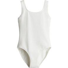 H&M Gerippter Badeanzug - Weiß