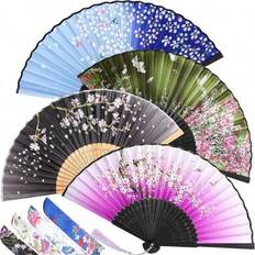 Hand Held Fans Shein Zonon 4 Pack Handheld Floral Folding Fans