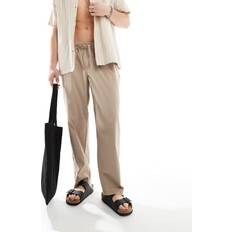 Linen Trousers Jack & Jones Loose Fit Linen Mix Trouser Beige White