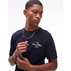 Cropped - Herr T-shirts Tommy Hilfiger Svart T-Shirt Med Skrifttryck - Svart