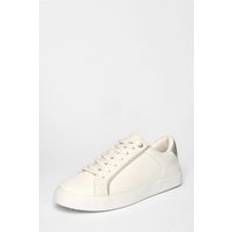 Faux Leather Glitter Trainers Gold - Cream