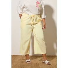 Women - Yellow Trousers Yours Curve Butter Yellow Linen Culottes -