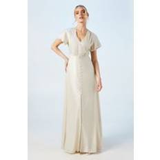 Dresses Oasis Shimmer Flutter Sleeve Maxi Wedding Dress - Champagne