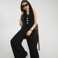 River Island Womens Black Sleeveless Button Detail Waistcoat