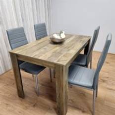 Grey wood dining chairs Kosy Koala Rustic Effect Wood Table 4 Chairs Dining Set