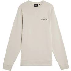 Lyle & Scott Gråa Tröjor Lyle & Scott Beige Broderad Crew Neck Sweatshirt Naturlig