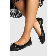Ballerinas boohoo Bow Detail Trim Ballet Flats - Black