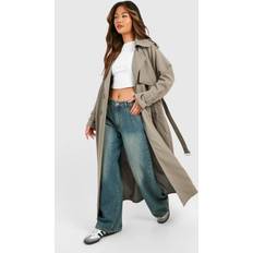Coats boohoo Oversized Double Breast Trench Coat - Grey