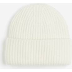 H&M White Accessories H&M Ladies Rib-knit Cashmere Beanie - White