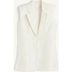 H&M White Blazers H&M Linen Blend Sleeveless Blazer - White
