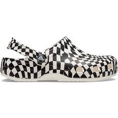 White Clogs Crocs Classic Checker Clog Junior Sandals - White/Black