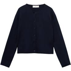 Solid Colours Cardigans Mango Long Sleeves Knit Cardigan Kids - Navy