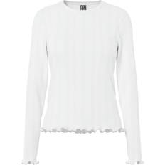 Pieces Pcmarie Hulmønstret Top Med Lange Ærmer - White