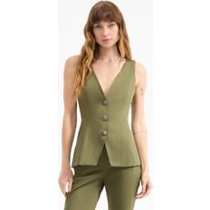 Veronica Beard Avalina V-Neck Vest Stone Army