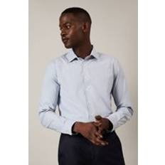Burton Tops Burton Textured Stretch Slim Fit Long Sleeve Shirt - Blue