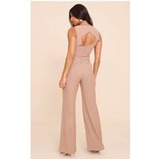 Jumpsuits & Overalls PrettyLittleThing Structured Woven Open Back Detail Leg Jumpsuit - Mushroom