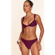 Purple Bikini Tops PrettyLittleThing Knot Front Ruched Cup Bikini Top - Purple
