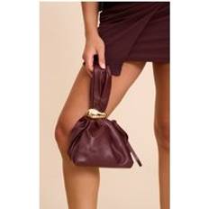 PrettyLittleThing Premium Chocolate Soft Pu Gold Handle Hand Bag