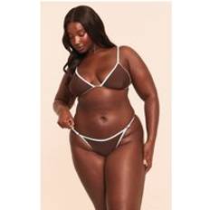 Brown Bikinis PrettyLittleThing Plus Chocolate Contrast Binding String Tanga Bikini Bottom - Chocolate