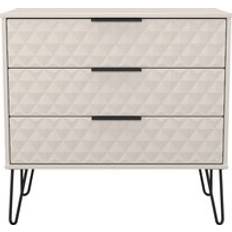 Black - Metal Chest of Drawers Swift Harlequin Off-White 3 Drawers 77cm Chest of Drawer