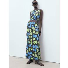 Florals Skirts Mango Floral-Print Long Skirt - Black