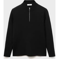 Mango Knitted Sweater With Perkins Neck - Black