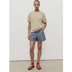 Mango Shorts Mango Midrise Striped Denim Shorts Dam - Medium Blue
