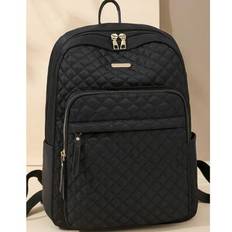 Nylon Solid Color Quilted Large Capacity Backpack