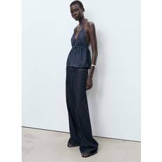 Low Waist Wideleg Jeans Open Blue