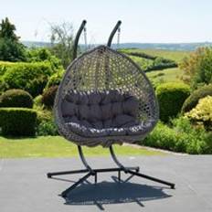 Double hanging egg chair Artemis Home Alston Double Garden Hanging Egg Chair Dark Grey