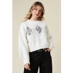 Sequins Jumpers Dorothy Perkins Diamond Shaped Sequin Cosy Jumper - Ivory