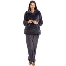 Camille Pyjamas Camille Two Piece Spot Print Pyjama Set - Dark Grey