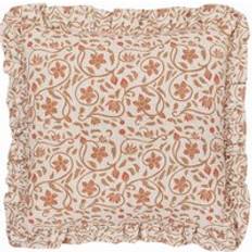 Linen Pillows Paoletti Seventy Three Linen Filigree Printed Ruffle 50cm x 50cm Scatter Cushion Yellow