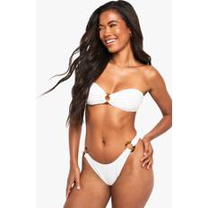 White Bikini Tops boohoo Resin Hardwear Bandeau Bikini Top - White
