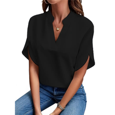 Torribaly Chiffon Blouse Shirt V Neck Dressy Tunic Tops
